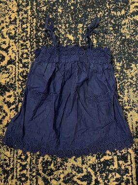 Baby Gap Navy Toddler Eyelet Tie-Shoulder Tank